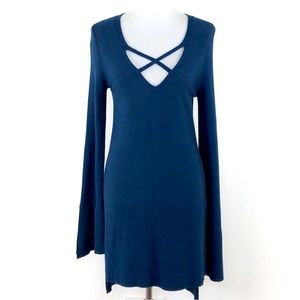 Free‎ People Blue Cross Neck Long Sleeve
Sweater Dress